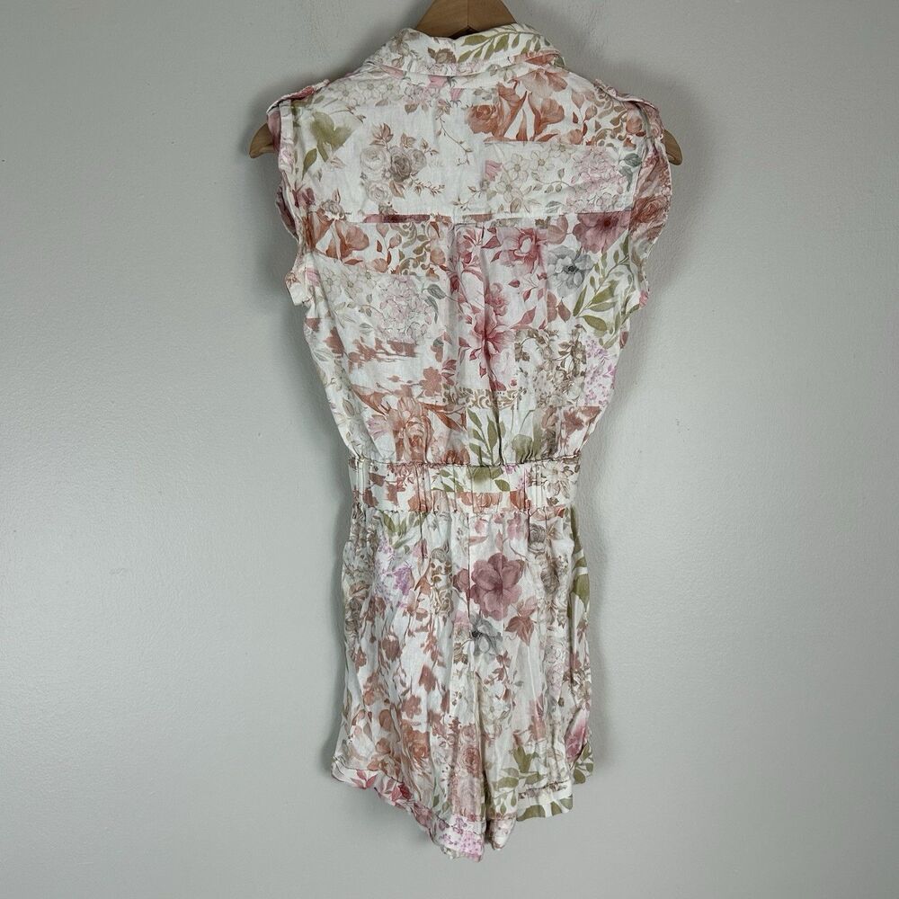 Rachel Zoe 2 Floral Linen Romper Shirt Playsuit Garden Party Chic Coquette XS - Picture 3 of 5